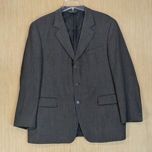 Baracuta Soft Wool Blazer Mens 43R Dark Gray‎ Herringbone Sport Coat Jacket